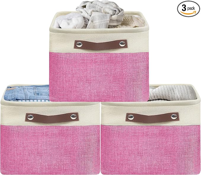 SIMPLE HOUSEWARE Large Fabric Storage Bin, 3 Pack