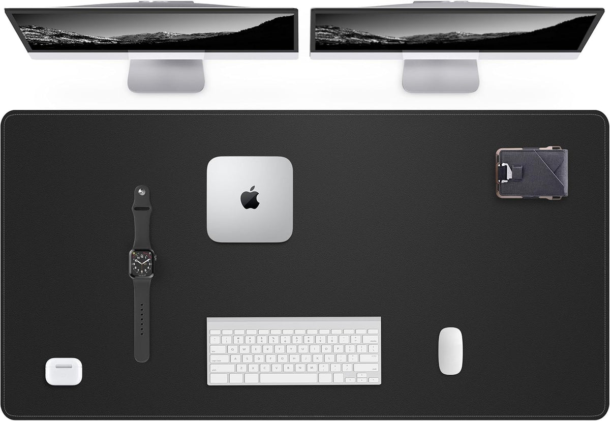 Leather Desk Pad Protector,48"x24" - Premium Desk Mat, Large Mouse Pad,Non-Slip Desk Blotter,Waterproof Desk Writing Pad for Office and Home(Black)