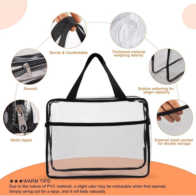 XEWEA 2PCS Large TSA Approved Clear Travel Toiletry Bags