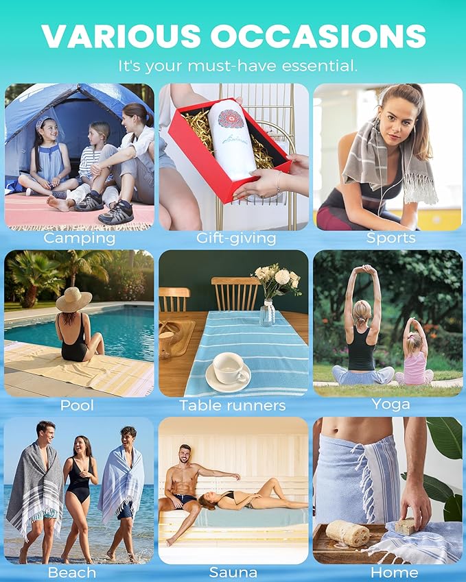 Turkish Beach Towel Quick Dry Sand Free Mens Birthday Gift Ideas for Dad Father Day Husband Brother Uncle Boyfriend in Law Male Boss Grandpa Him Retirement 60th 50th 40th 30th Wife Daughter Son