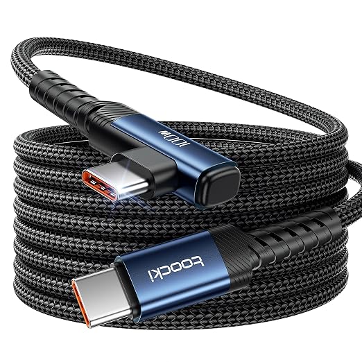 USB C Cable 10ft 100W Right Angle Fast Charging Cord, Nylon Braided USB 2.0