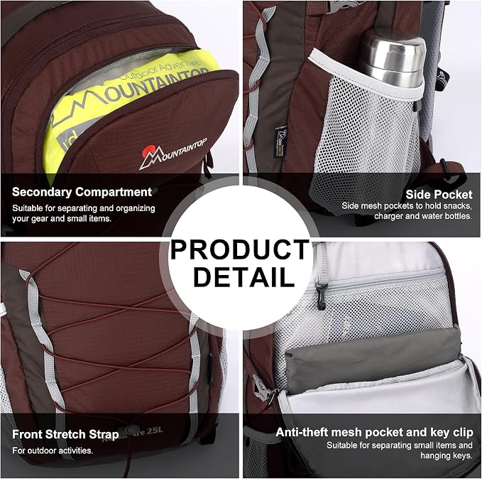 MOUNTAINTOP 25L/40L Hiking Backpack, Lightweight Travel Backpack