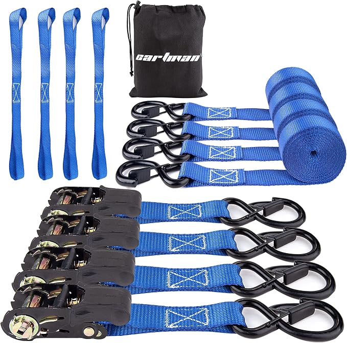 Cartman Ratchet Tie Down Straps 4PK 2, 000lb Max Break Strength
