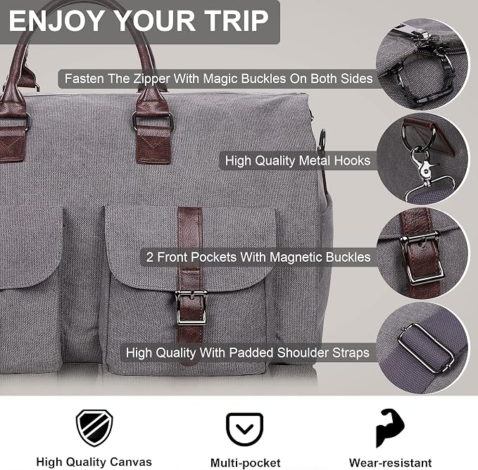 seyfocnia Convertible Travel Garment Bag, Carry on Garment Duffel Bag