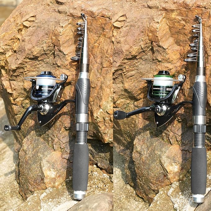 Fishing Pole Combo, Spinning Reels 170Pcs Worm Lure Kit Texas-Rigs-for-Bass