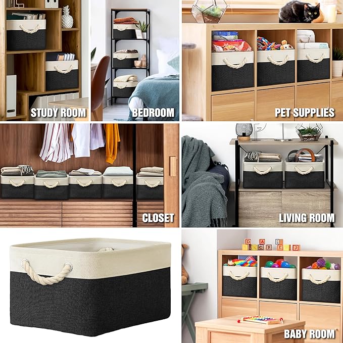 SIMPLE HOUSEWARE Large Fabric Storage Bin, 15.7" x 12"