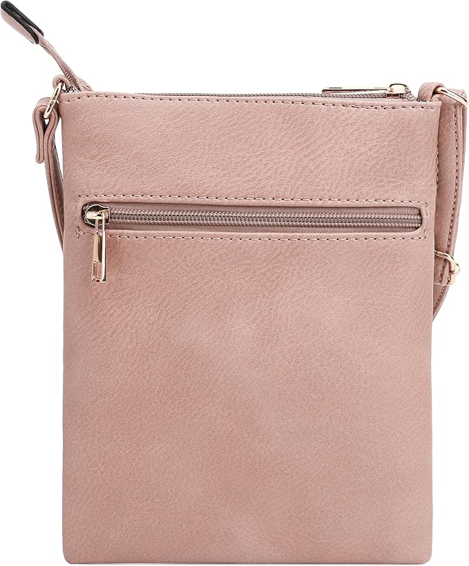 DELUXITY | Crossbody Purse Bag | Functional Multi Pocket Double Zipper Purse |
