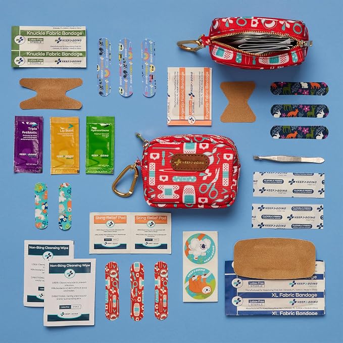 KeepGoing Small Travel First Aid Kit Kids – 60 Pc. Mini First Aid Kit