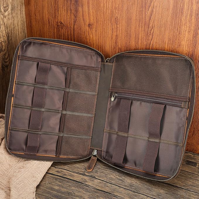 Polare Full Grain Leather Travel Cable Organizer Case Electronics Accessories