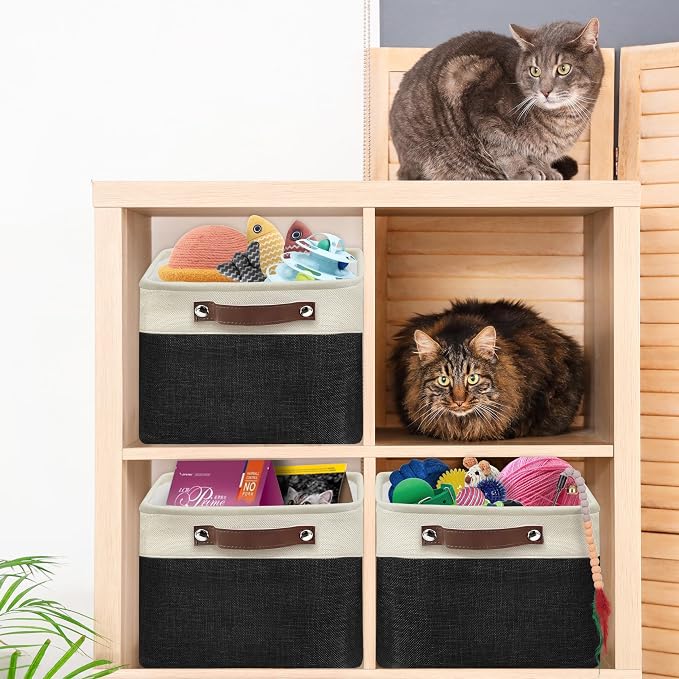 SIMPLE HOUSEWARE Large Fabric Storage Bin, 3 Pack