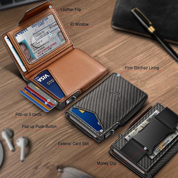 BULLIANT Men Wallet Gift Boxed, Slim Front Pocket Wallet Money Clip Card Holder