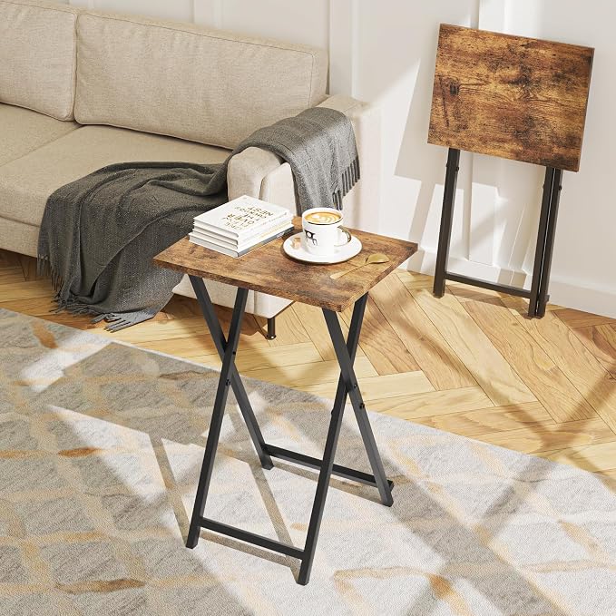 Foldable TV Trays, Small Folding Table, TV Trays Set of 2, TV Dinner Tray