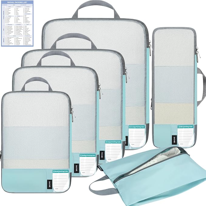 BAGAIL 6 Set/4 Set Lightweight Compression Packing Cubes