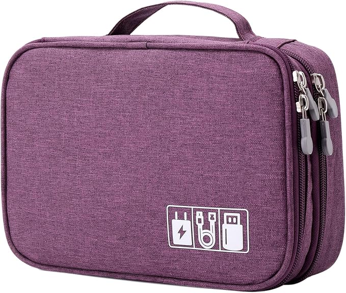 MIRLEWAIY Travel Electronics Organizer Soft Case Small Electronic Accessories