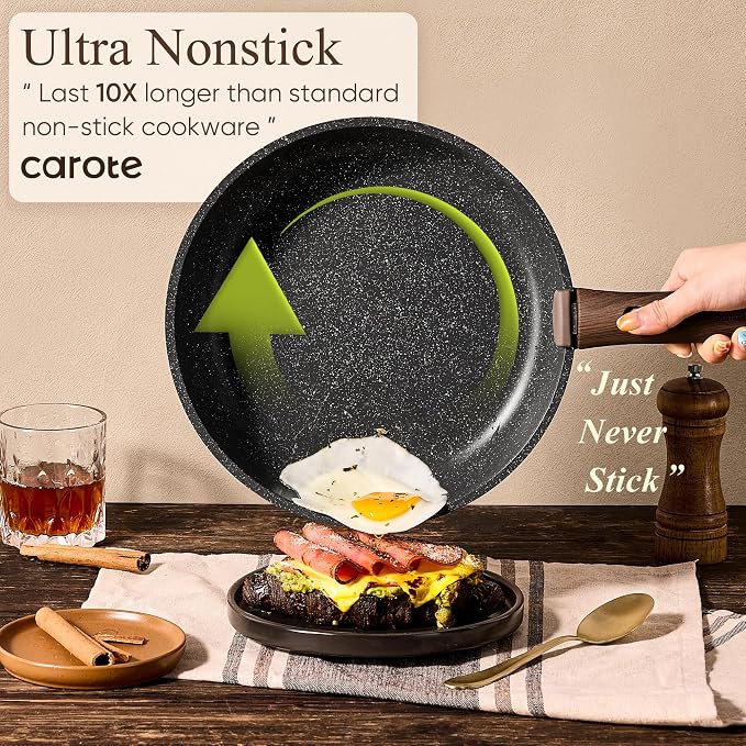 CAROTE 17pcs Pots and Pans Non Stick, Cookware Sets Detachable Handle,