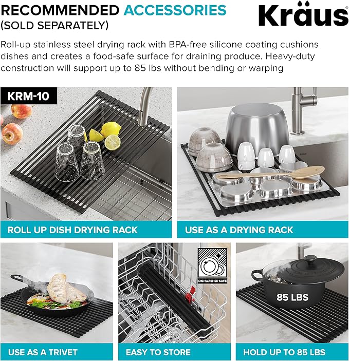 KRAUS Dex 33-inch Undermount 16 Gauge Stainless Steel Single Bowl Kitchen Sink
