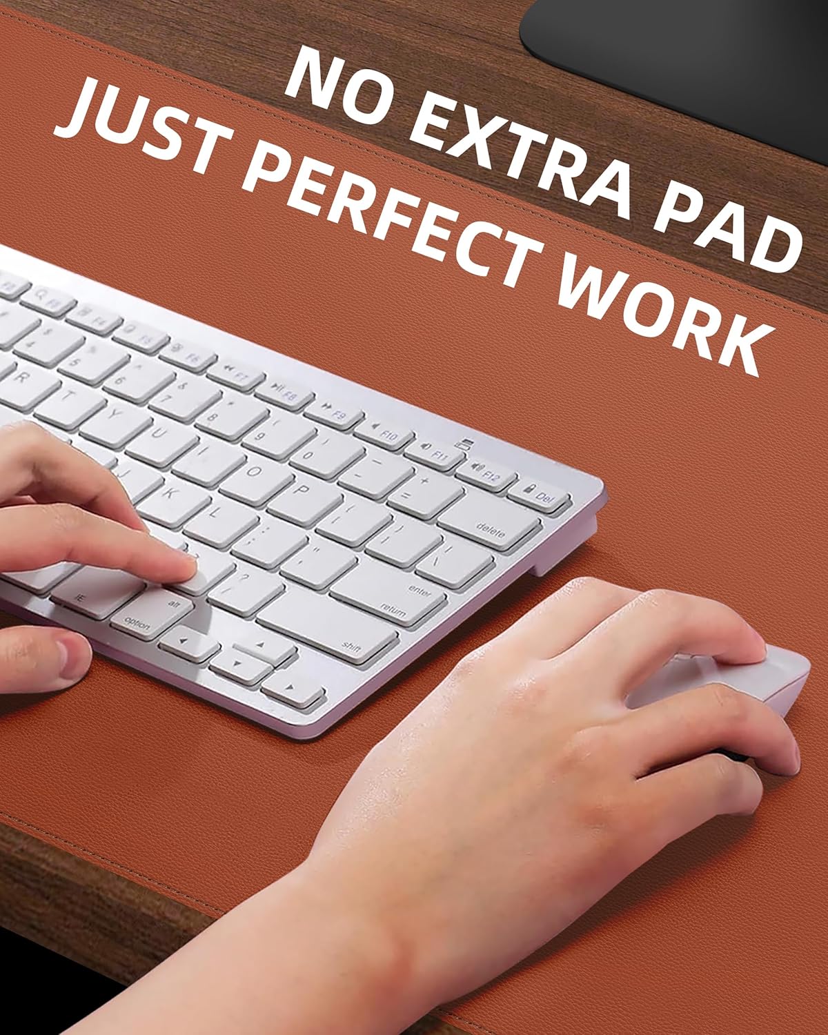 Large Desk Pad Mat - Waterproof Mouse Pad & Desk Protector, Non-Slip XL PU Leather Gaming Mat for Keyboard/Mouse, Stitched Edge with Ergonomic Support, 47"x17" (Brown)
