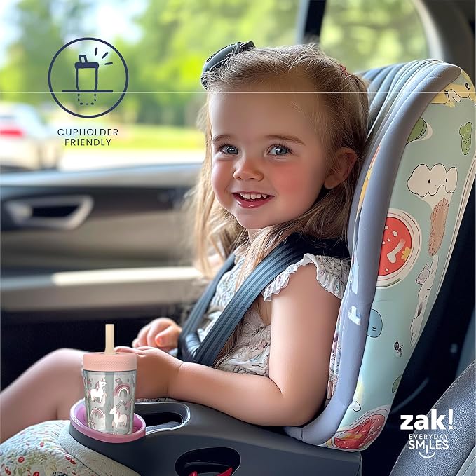 Zak Designs Capri Toddler Tumblers For Travel or At Home, 9oz 2-Pack Double Wall Plastic Sippy Cups With Leak-Proof Design is Perfect For Kids (Fairy Tales, Rainbow Magic)