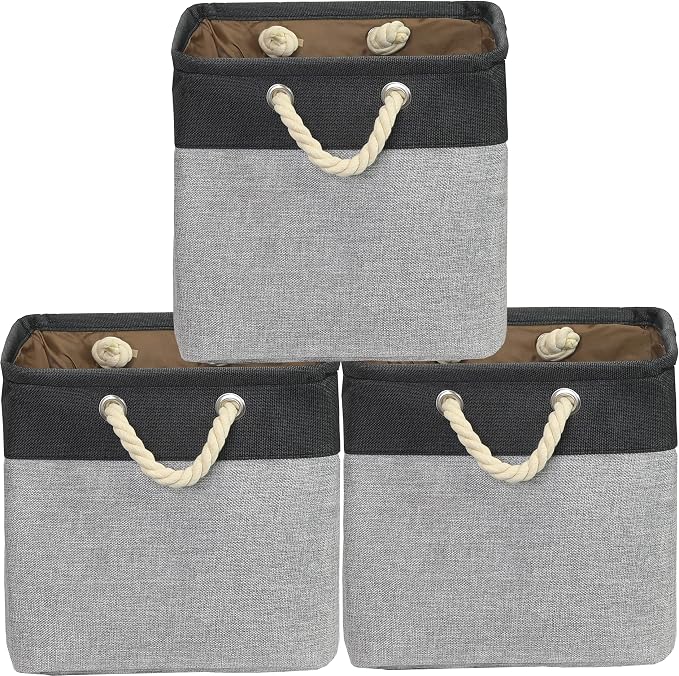 Simple Houseware Fabric Storage Cubes, 3 Pack, Dark Gray