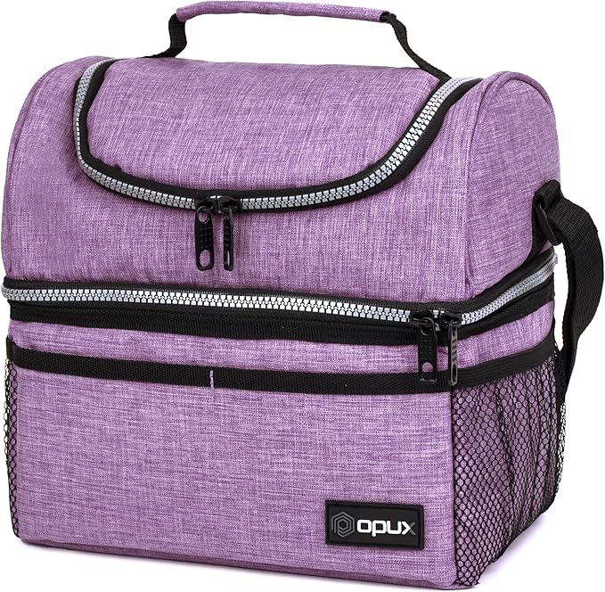 OPUX Lunch Box For Women, Insulated Large Lunch Bag Adult Work, Double Decker