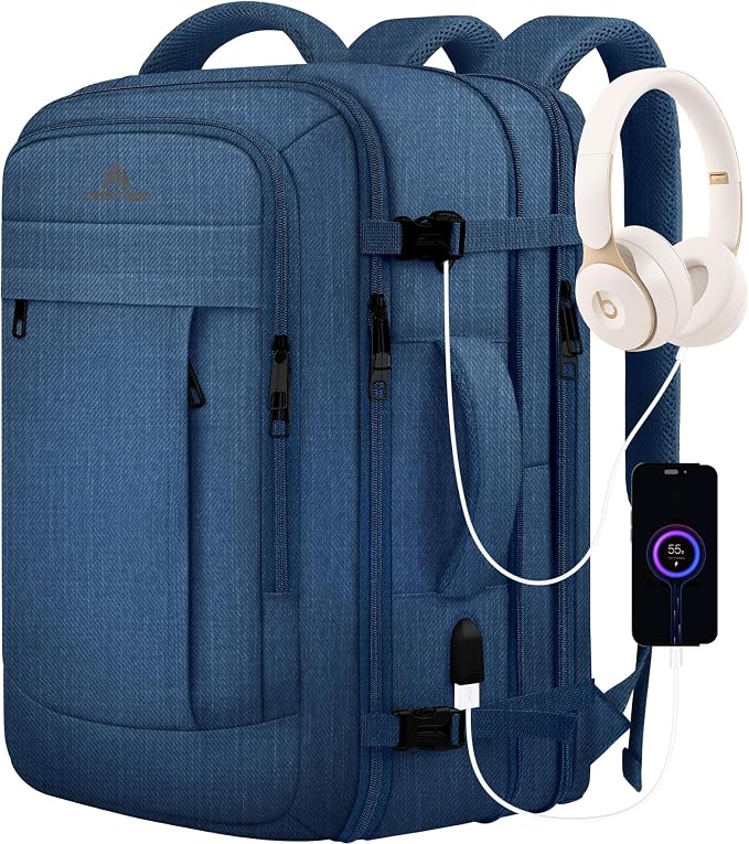 Large Travel Laptop Backpack for Men, 50L Carry On Backpack, Expandable Laptop