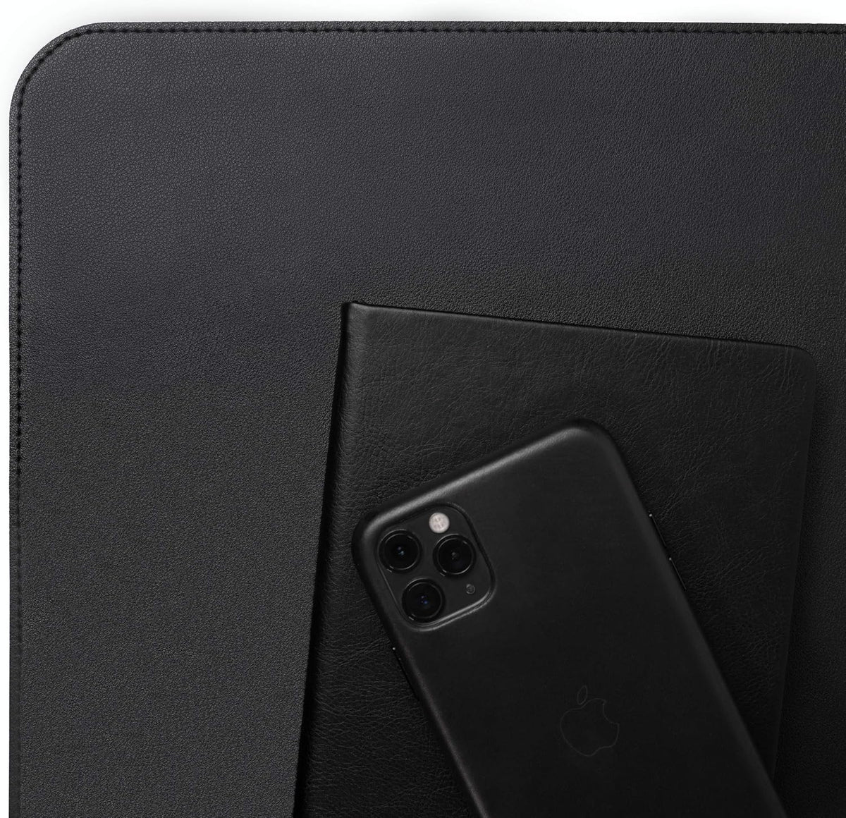 Vine Creations Leather Desk Mat 24" x 17", Desk Protector, PU Leather Desk Pad, Non Slip Small Desk Pad Mat, Desk Blotter, Desk Pads on Top of Desks, Home or Office Small Desk Mat (Black)