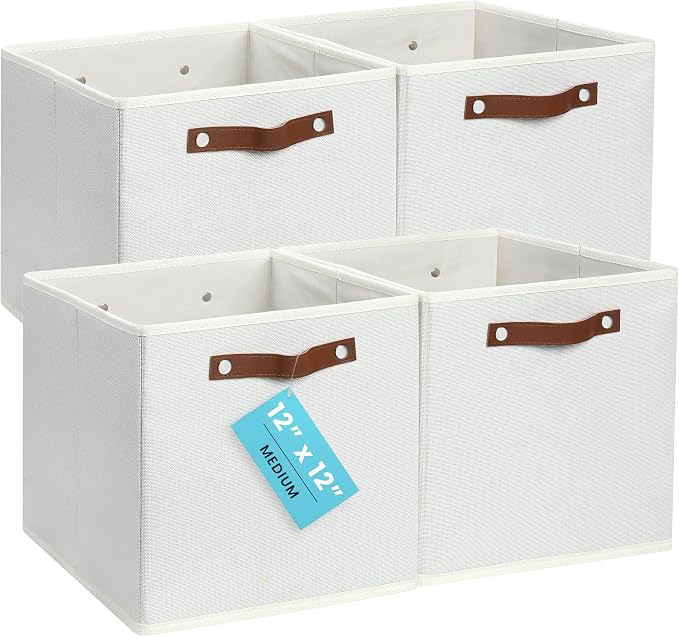 OrganiHaus White 12x12 Fabric Storage Bins