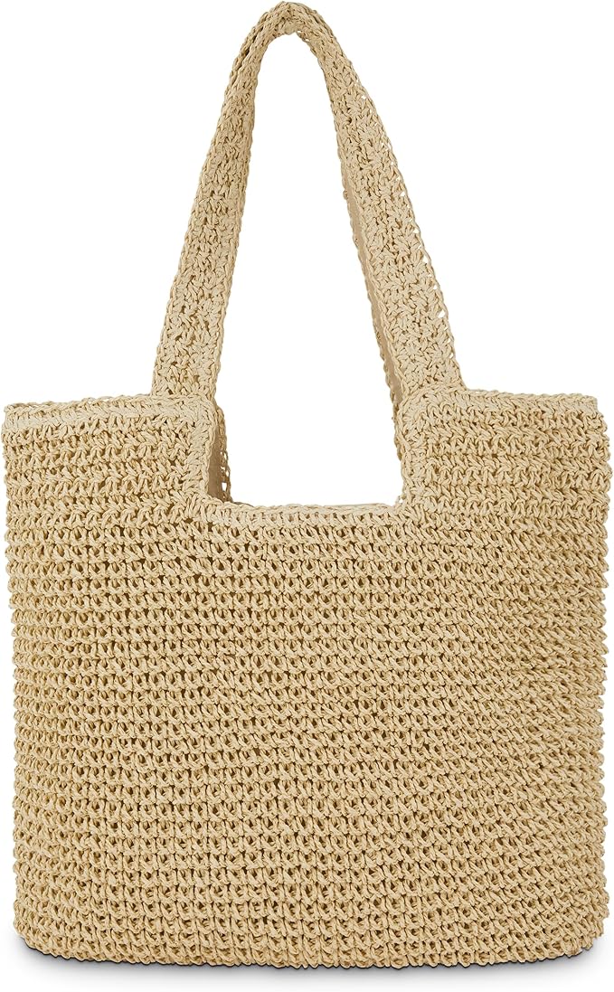 Straw Beach Tote Bag: Large Summer Boho Woven Bags