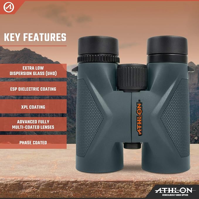 Athlon Optics 8x42 Midas UHD Gray Binoculars