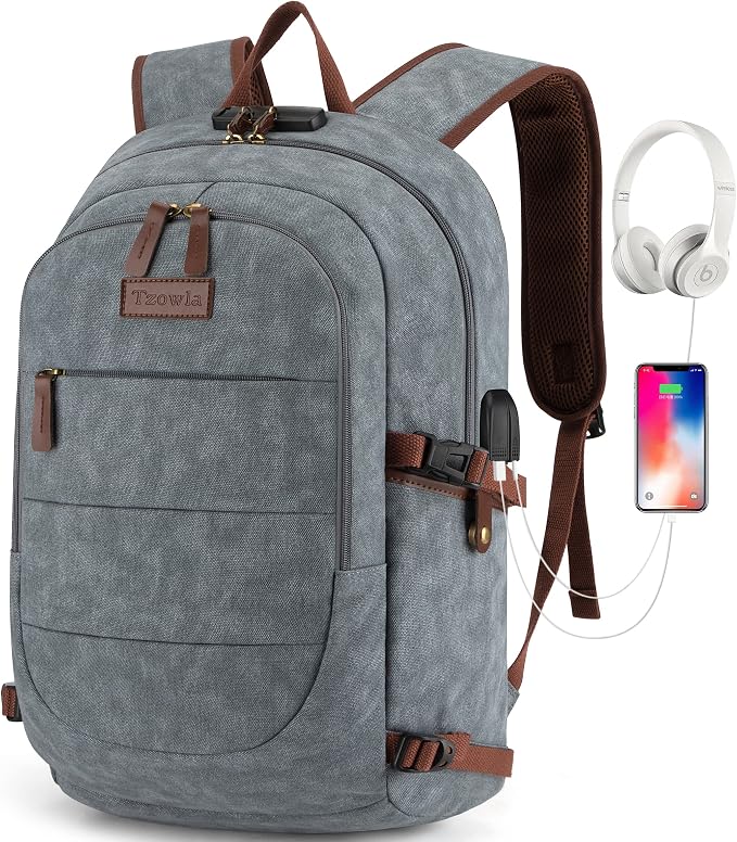 Canvas Laptop Backpack-Anti Theft Bag