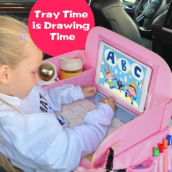 MENZOKE Kids Travel Tray, Car Seat Table Tray, Road Trip Essentials