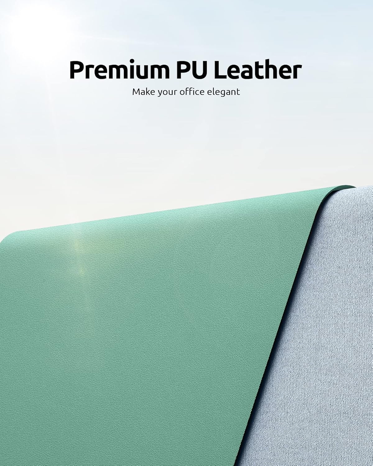 YSAGi Leather Desk Protector, Office Mat, Large Mouse Mat, Non-Slip PU Leather Blotter, Laptop Desk Mat, Waterproof Writing Pad for Office and Home (Green-Blue, 31.5" x 15.8")