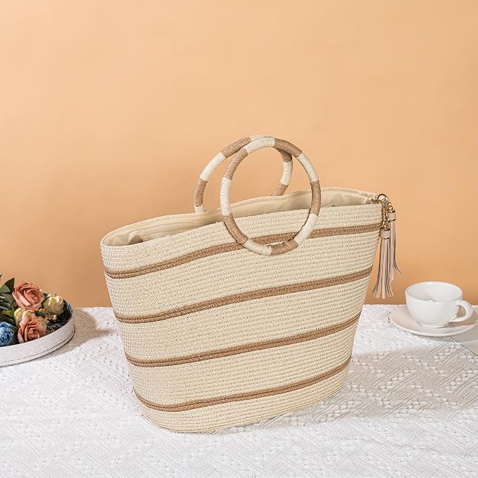 Beach Bags for Women Straw Tote Bag Summer Beach Bag Large Woven Straw Tote for