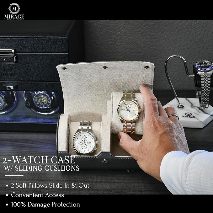 2 Watch Roll Travel Case for Men
