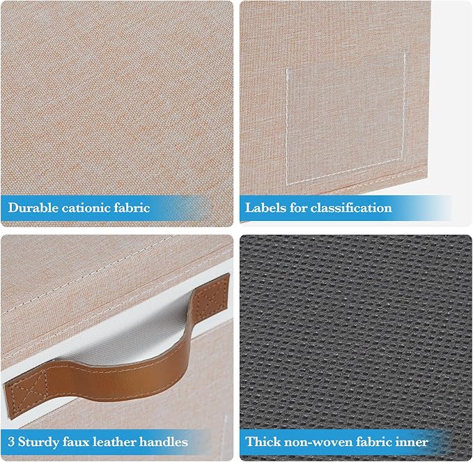Large Storage Bins with Lids, Foldable Fabric Storage Baskets with Lids