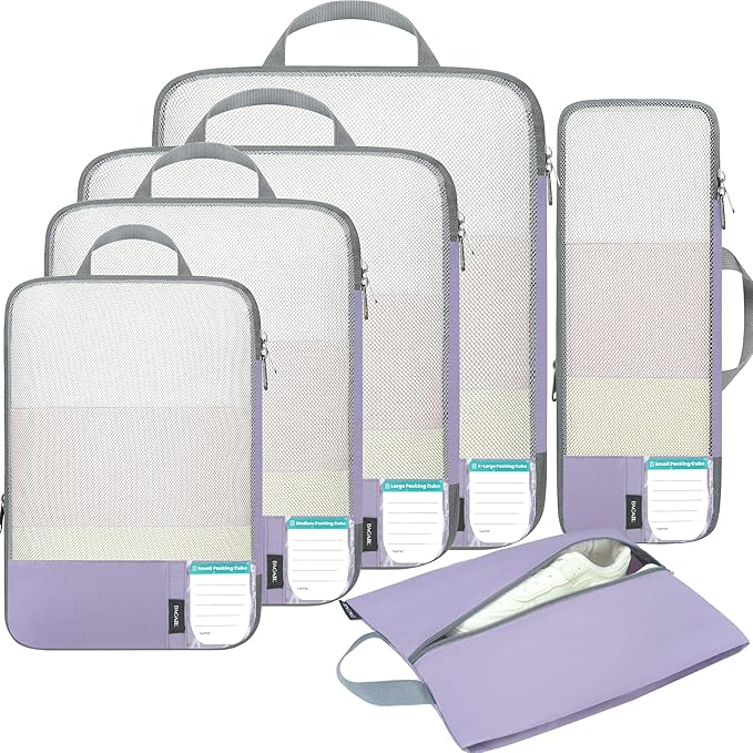 BAGAIL 6 Set/4 Set Lightweight Compression Packing Cubes