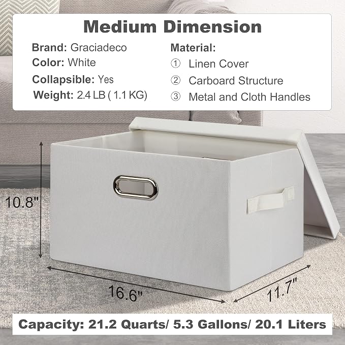 Medium 15" 21 Quart Collapsible Stackable Storage Bins