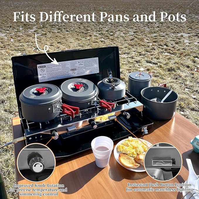 Camping Stove, 3 Burners Propane Portable Camp Stove