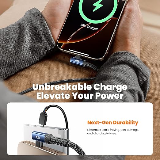 USB C Cable 10ft 100W Right Angle Fast Charging Cord, Nylon Braided USB 2.0
