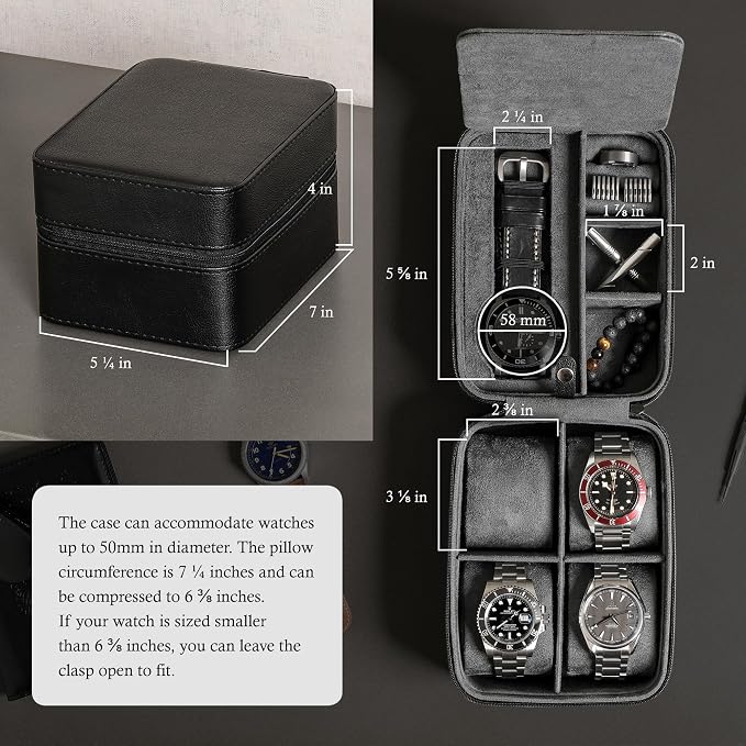 ROTHWELL 5 Watch Travel Case Storage Organizer