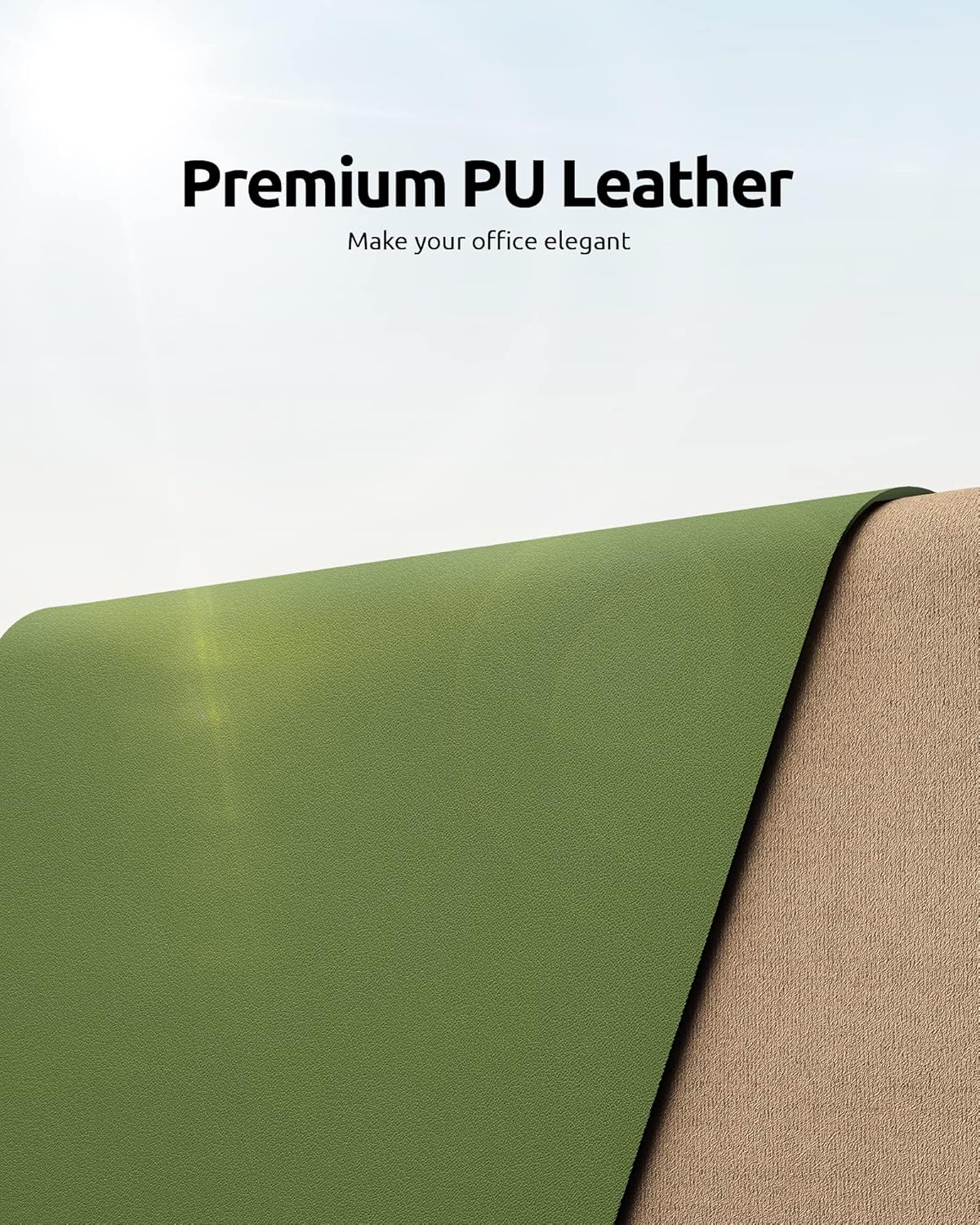 YSAGi Leather Desk Protector, Office Mat, Large Mouse Mat, Non-Slip PU Leather Blotter, Laptop Pad, Waterproof Writing Pad for Office and Home (Green, 35.4" x 17")
