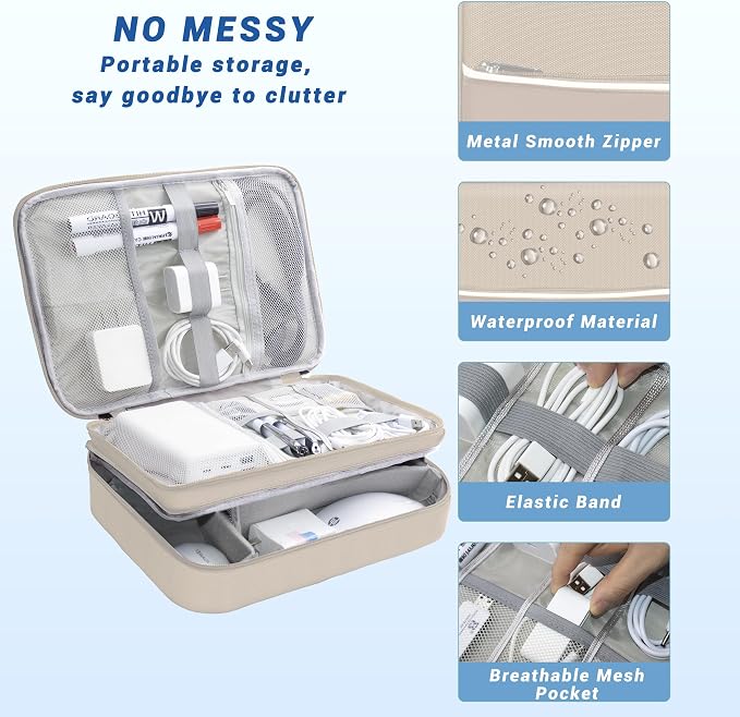 Electronics Organizer, Portable Cable Organizer Bags, Waterproof Electronic