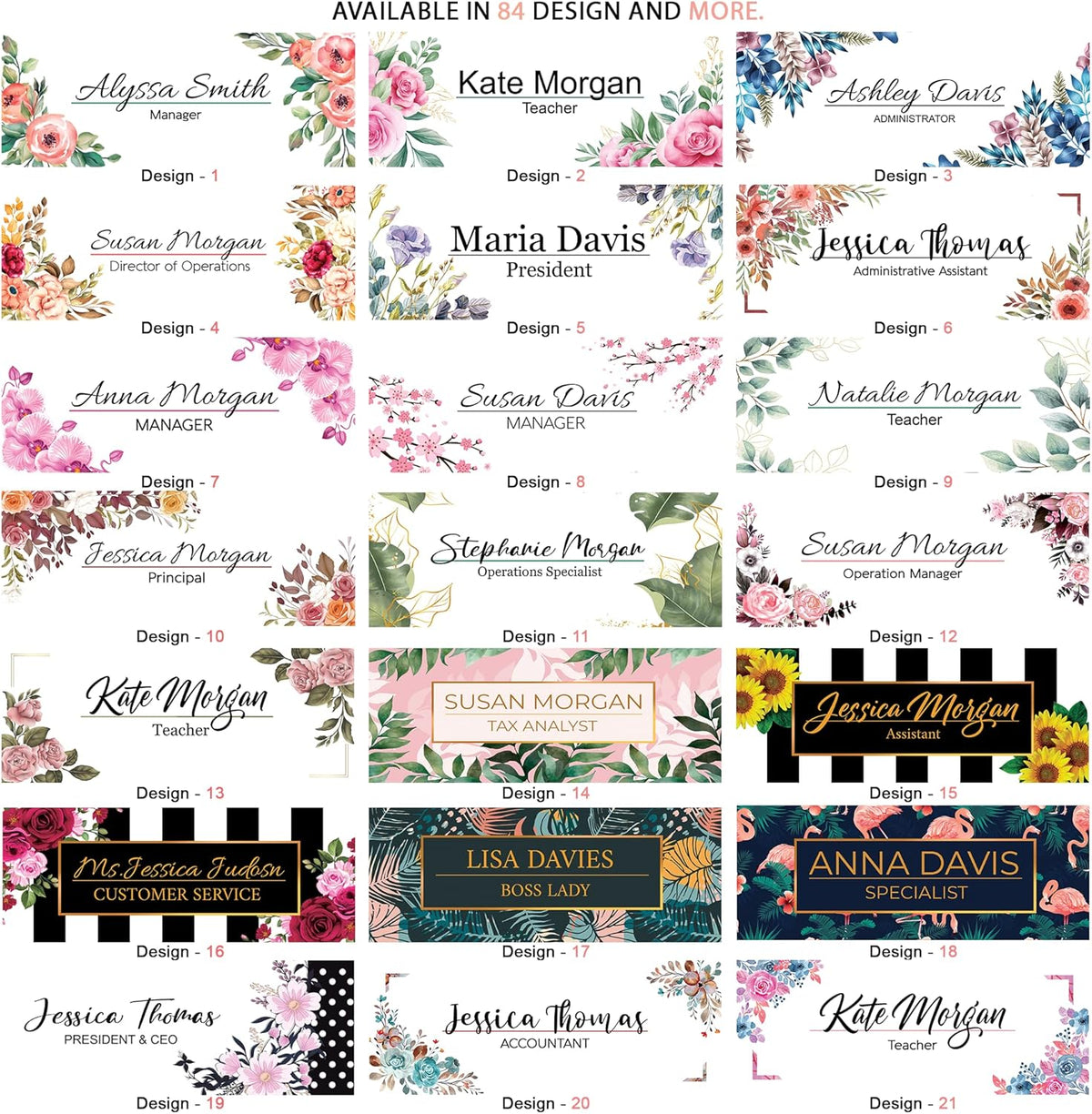 Personalized Name Plate for Nameplate Sign Modern Office Business Decor Executive Desk Name Plate Desk Name Sign Flower Floral green Leaves metallic foil (8"x3")