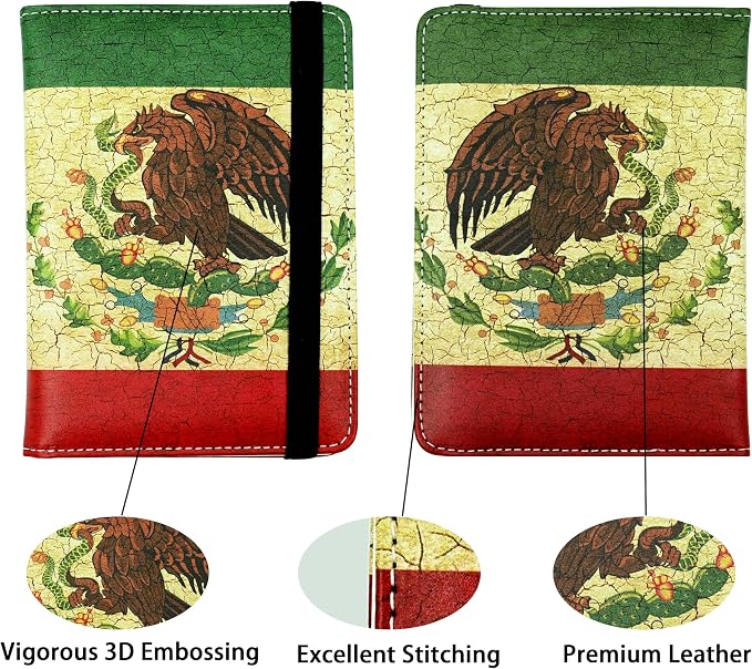Mexico Flag Passport Holder for Women and Men PU Leather Passport Cover for