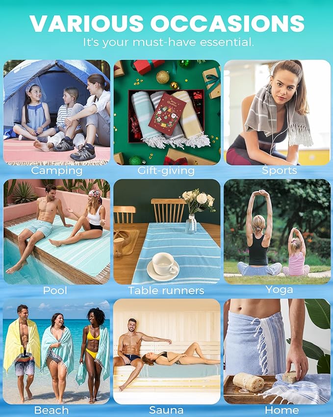 Antfuny 4 Packs Turkish Beach Towels Yoga Blanket Gym Workout Towel 2024 Women Birthday Gift Ideas for Mom Day Mother Grandma Wife Sister Girlfriend Her Friend Appreciation Thank You
