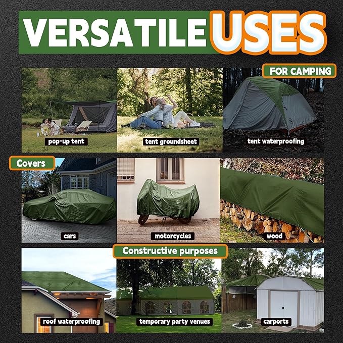 6x8 Feet Tarp Waterproof, Small Tarps, 9Mil Thick, Finished Size Tarps