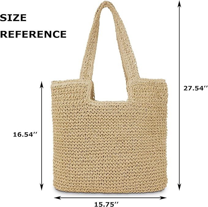 Straw Beach Tote Bag: Large Summer Boho Woven Bags