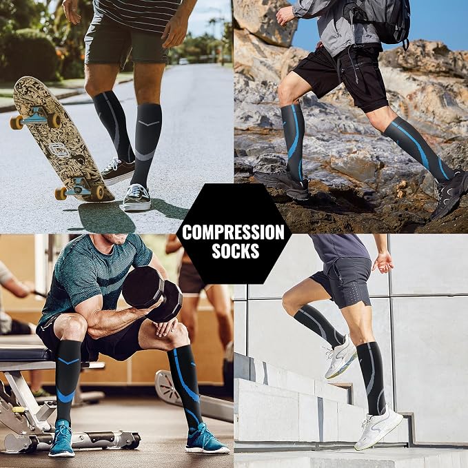 Compression Socks for Women Men Circulation Knee High 8 Pairs for Nurses