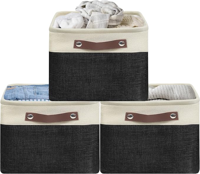 SIMPLE HOUSEWARE Large Fabric Storage Bin, 3 Pack