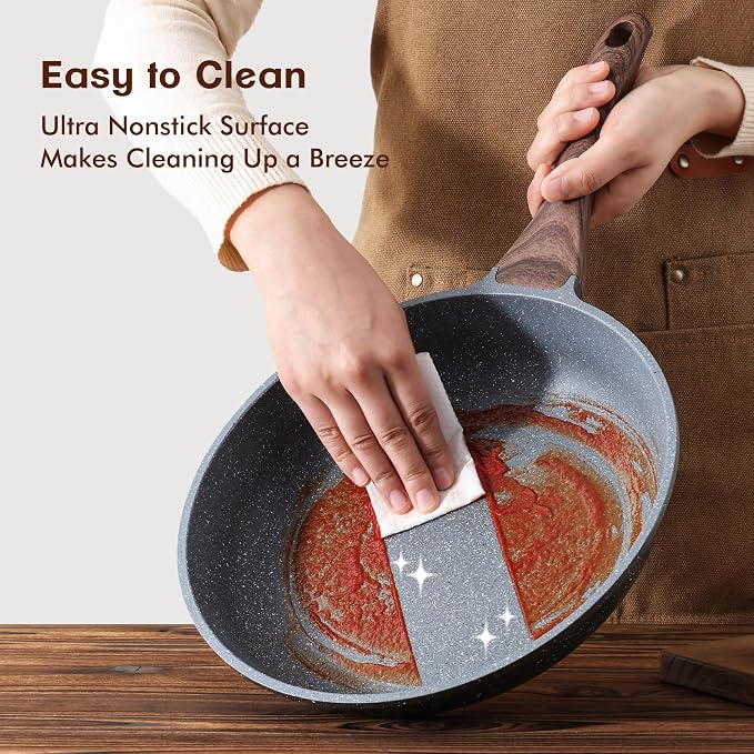SENSARTE Nonstick Frying Pan Skillets, Swiss Granite Coating Omelette Pans